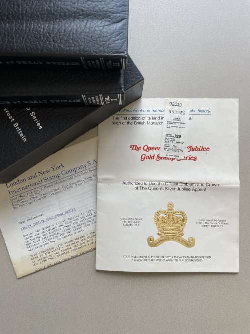 1977 GOLD STAMP SERIES of the Kings and Queens of Great Britain, full set of 49 23K gold foil stamps